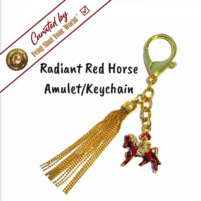 Golden horse keychain with tassel