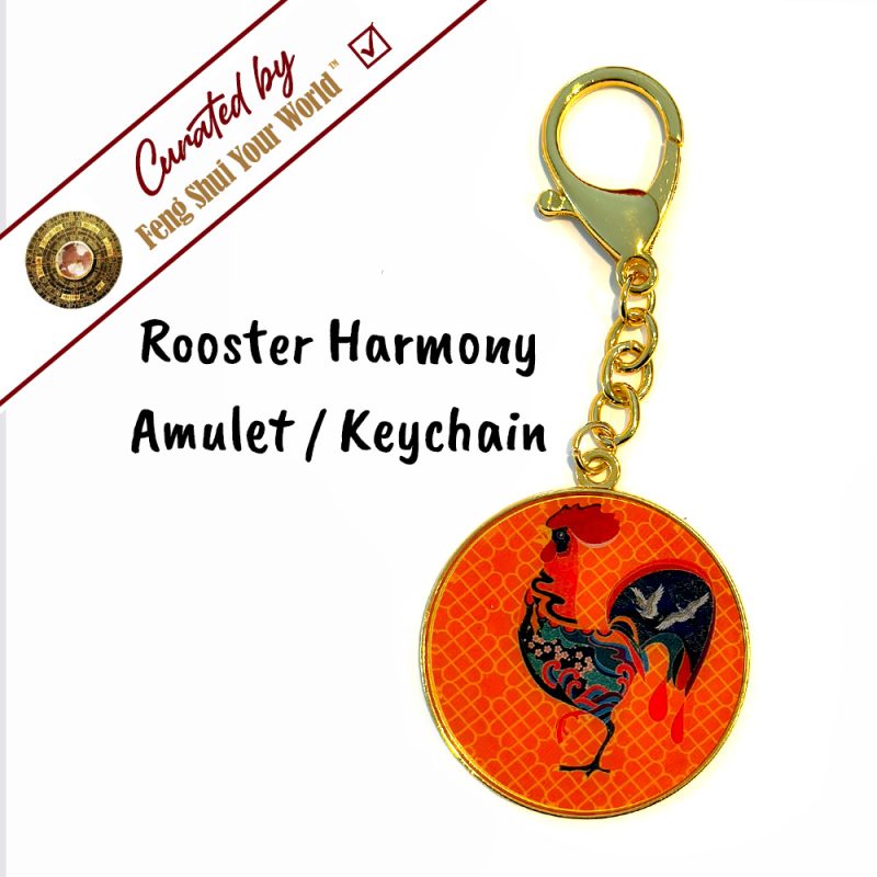Colorful rooster keychain with charm